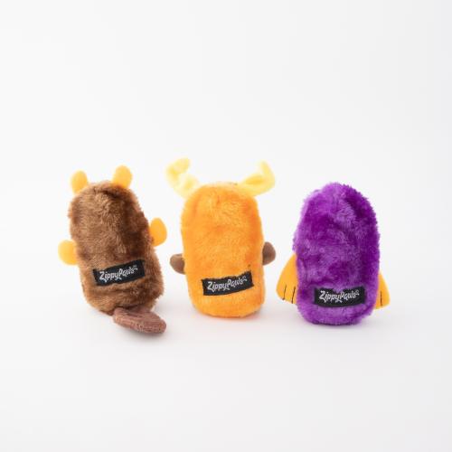 Zippy Paws Dog Toy Squeakie Buddies Beaver, Moose, Walrus 3 Pack