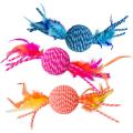 Ethical Cat Toy Elasteeez Ball with Feathers 6'' Assorted Colors