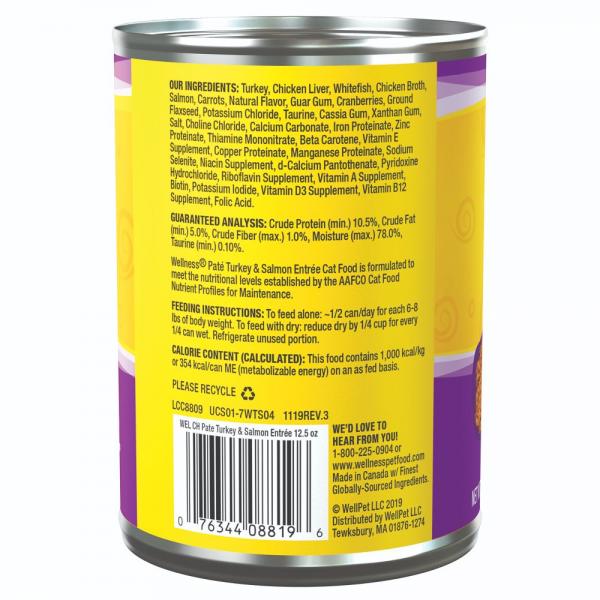 Wellness Complete Health Cat Turkey & Salmon Pate 12.5oz Can