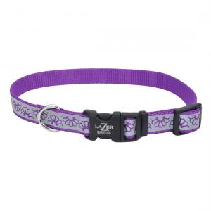 Lazer Brite Reflective Adjustable Dog Collar 5/8 x 18'' Purple Daisy