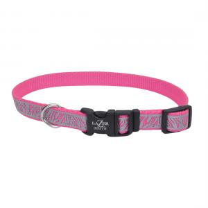 Lazer Brite Reflective Adjustable Dog Collar 5/8 x 18'' Pink Zebra