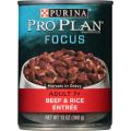 Purina Pro Plan Focus Senior Dog Morsels in Gravy Beef & Rice 13oz can