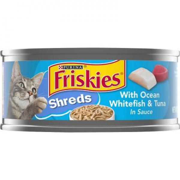 Purina Friskies Cat Ocean Whitefish & Tuna Shreds in Sauce 5.5oz Can