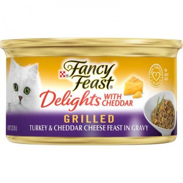 Purina Fancy Feast Cat Delights Grilled Turkey & Cheddar Cheese in Gravy 3oz