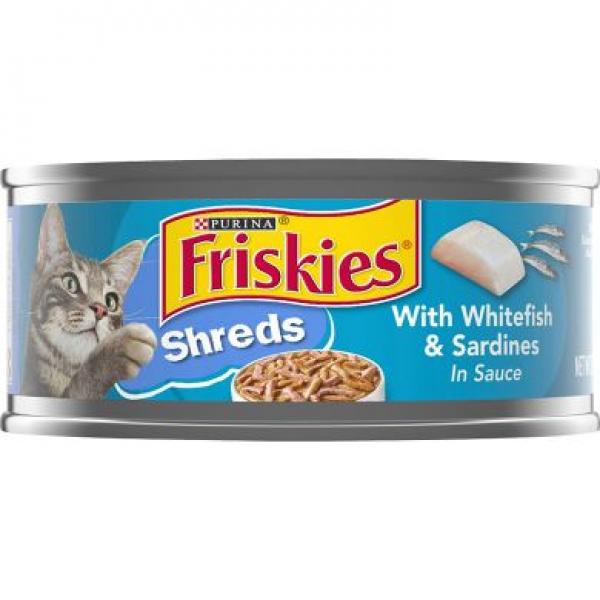 Purina Friskies Cat Whitefish & Sardines Shreds in Sauce 5.5oz Can