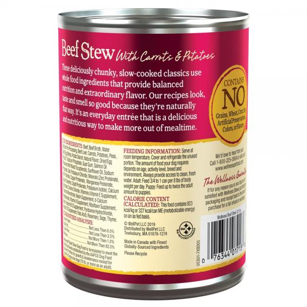 Wellness Dog Grain Free Thick & Chunky Beef Stew 12.5oz Can