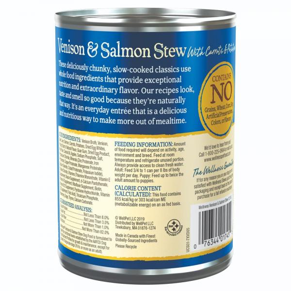 Wellness Dog Grain Free Thick & Chunky Venison & Salmon Stew 12.5oz Can