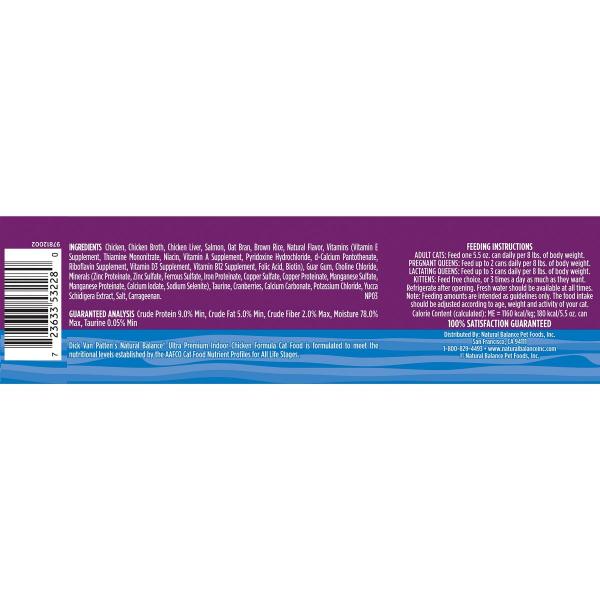 Natural Balance Indoor Cat Chicken Pate 5.5oz Can