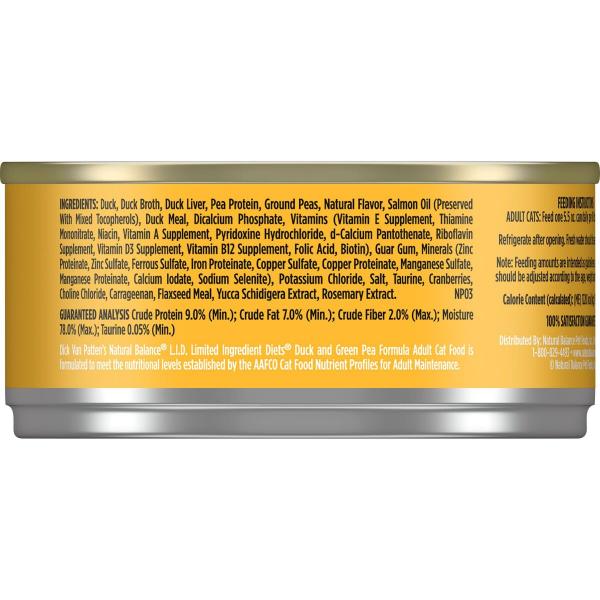 Natural Balance Cat Pea & Duck Pate 5.5oz Can