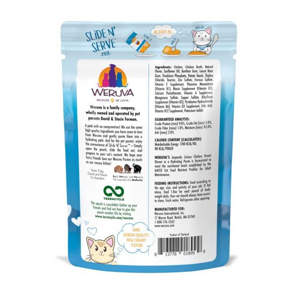 Weruva Cat Jeopurrdy Licious Slide N' Serve Chicken Pate 2.8oz Pouch