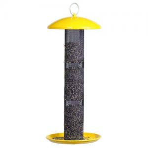 No/No Straight Sided Finch Tube Hanging Bird Feeder Yellow