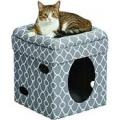 Midwest Curious Cat Geometric Gray Cube Condo 15''
