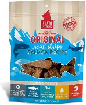 Plato Real Strips Dog Treats Salmon 18oz