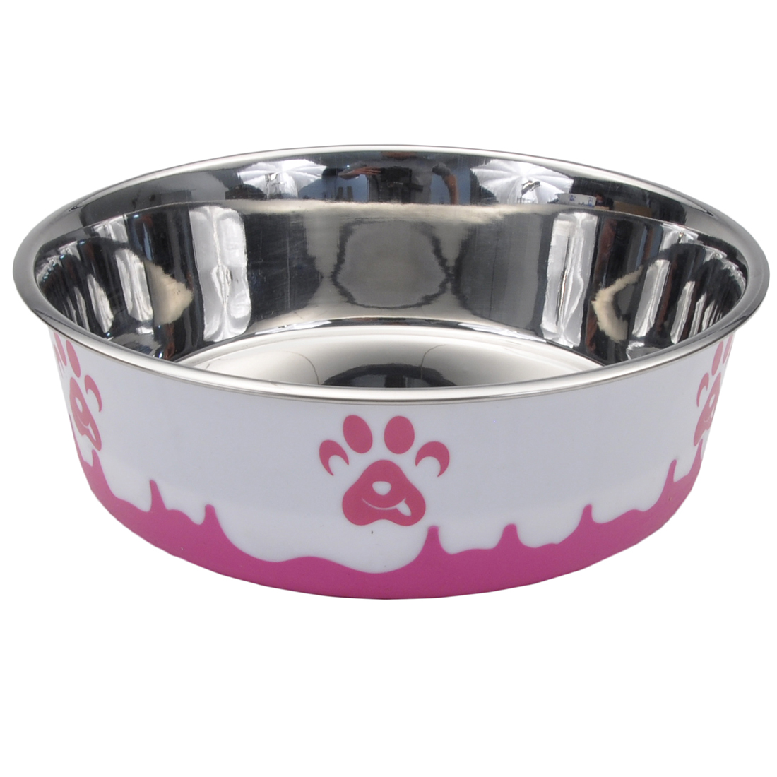 Departments Maslow Dog Bowl Paw Design NonSkid Pink & White 28oz