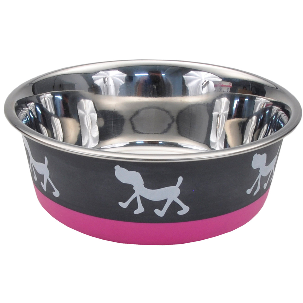 Maslow Dog Bowl Pup Design Non-Skid Pink & Grey 13oz