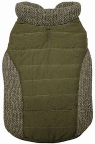 Fashion Pet Sweater Trim Puffy Coat Olive Large