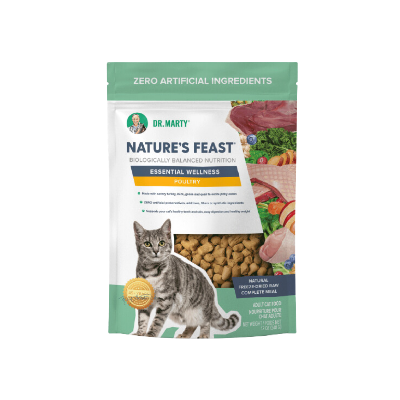 Dr Marty Cat Food Freeze Dried Raw Nature's Feast Beef, Salmon & Poultry