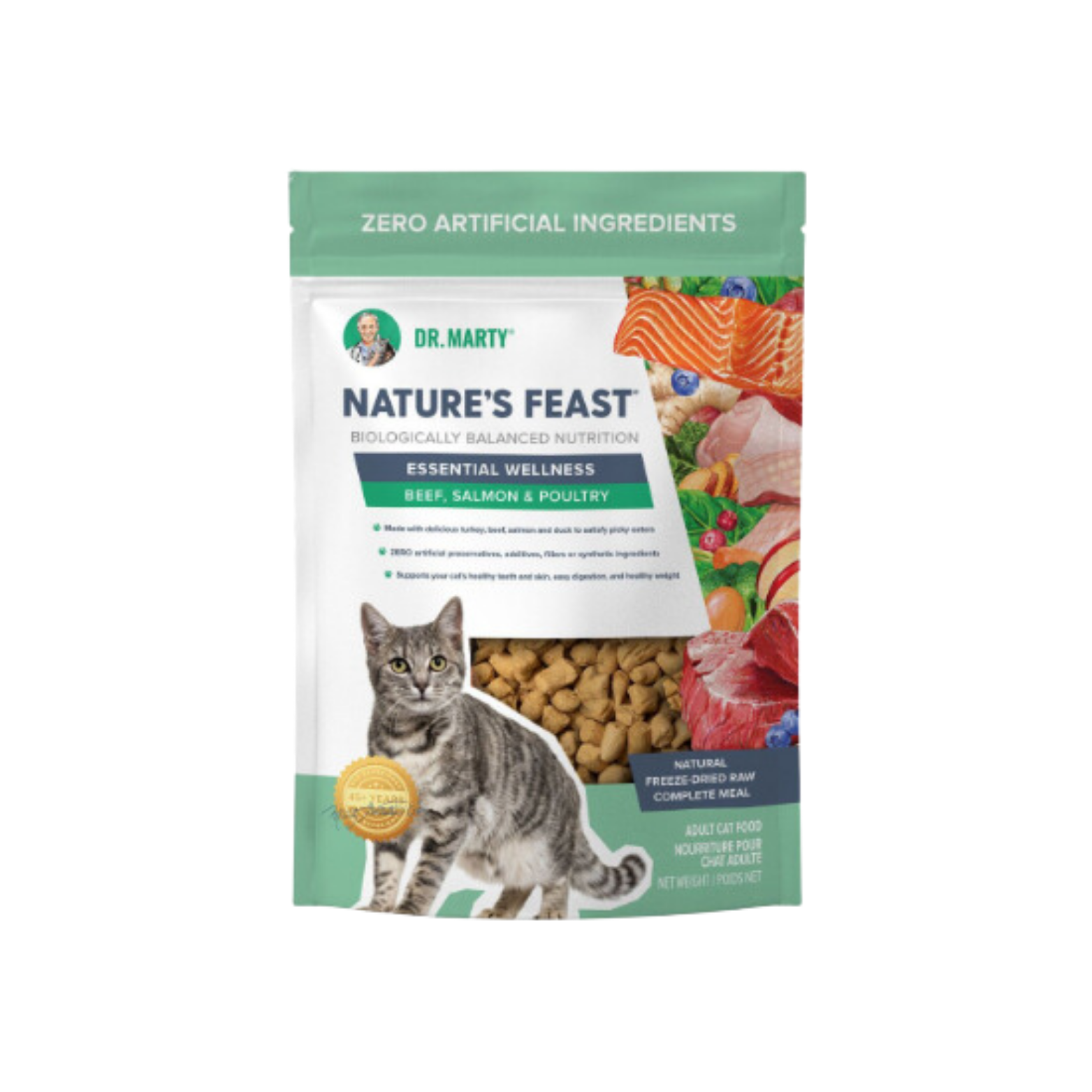 Dr Marty Cat Food Freeze Dried Raw Nature's Feast Beef, Salmon & Poultry