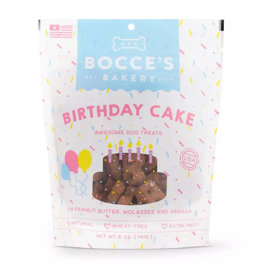Bocce's Bakery Dog Treats Birthday Cake Biscuits 5oz
