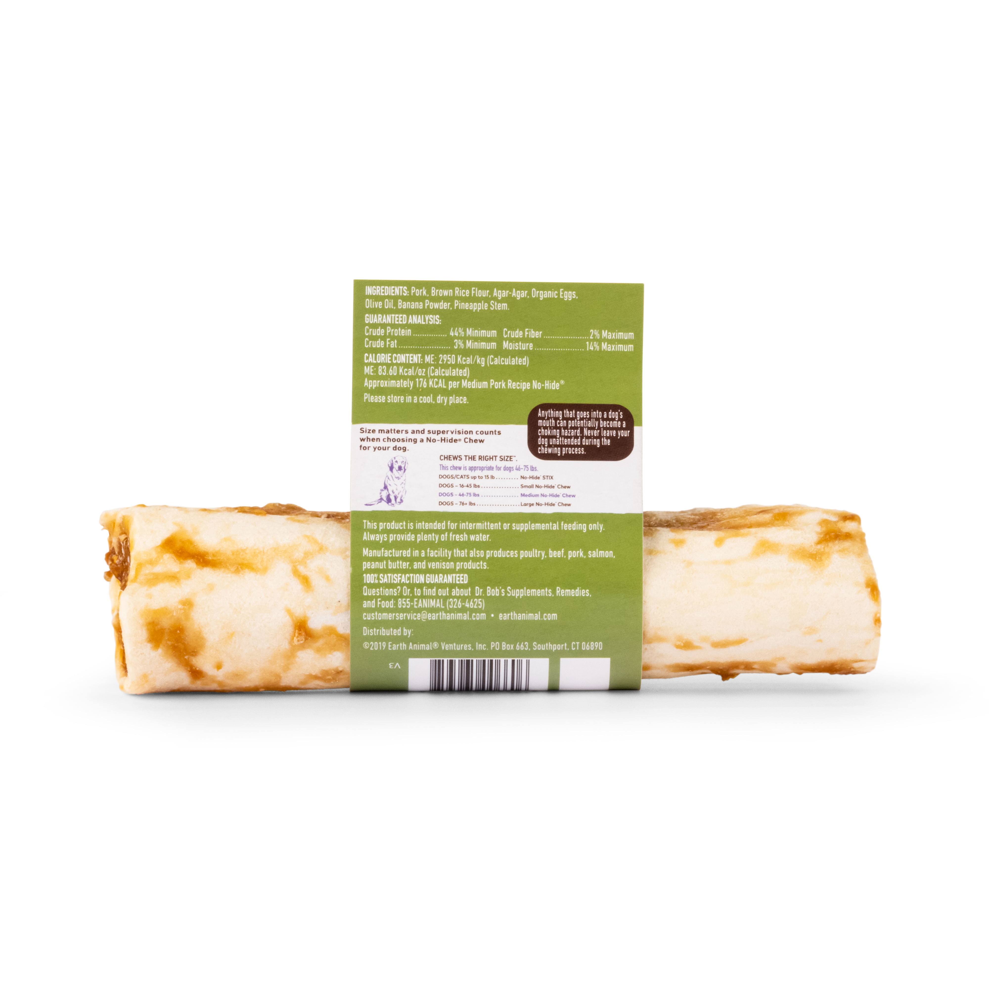 Earth Animal No Hide Dog Chew Pork Medium 2.1oz