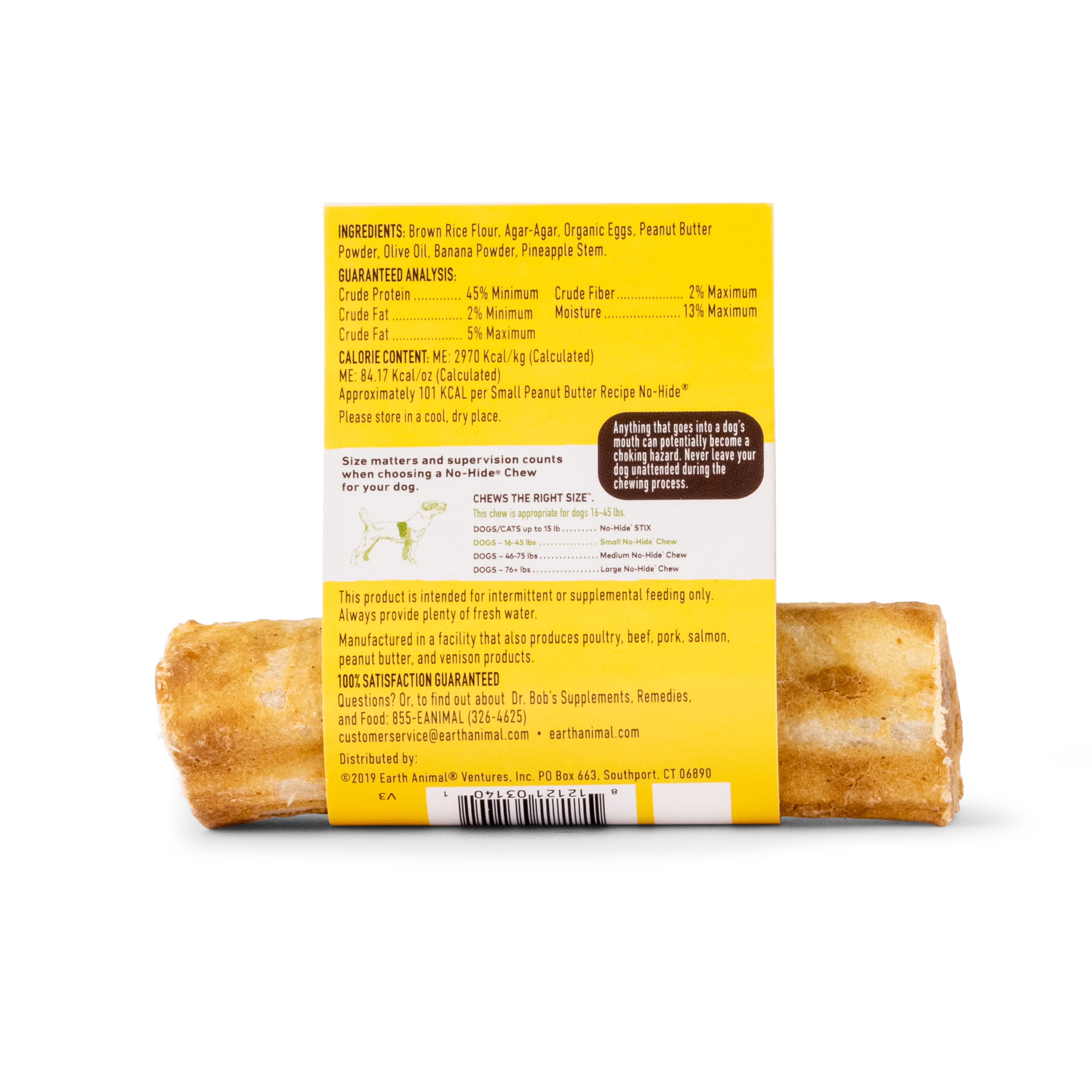 Earth Animal No Hide Dog Chew Peanut Butter Small 1.2oz