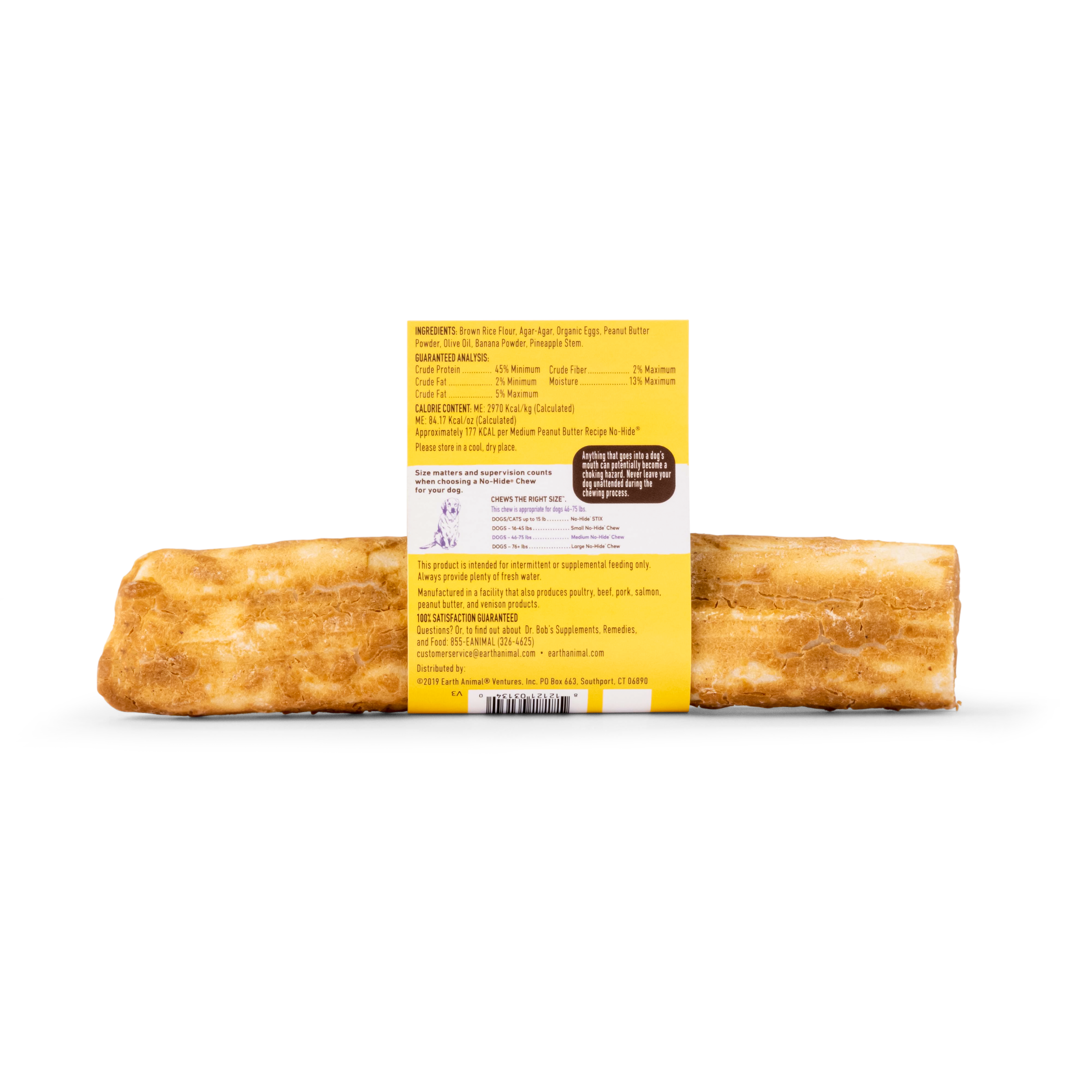 Earth Animal No Hide Dog Chew Peanut Butter Medium 2.1oz