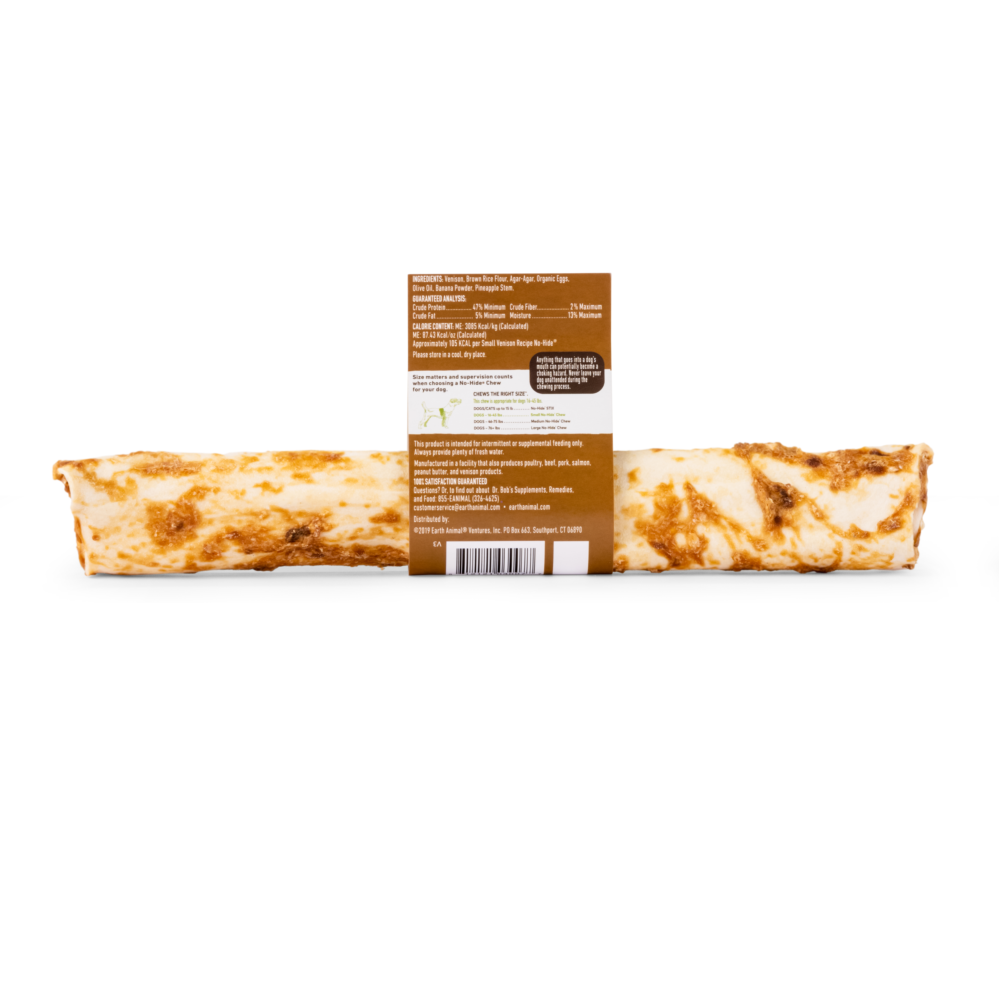 Earth Animal No Hide Dog Chew Venison Large 3.5oz