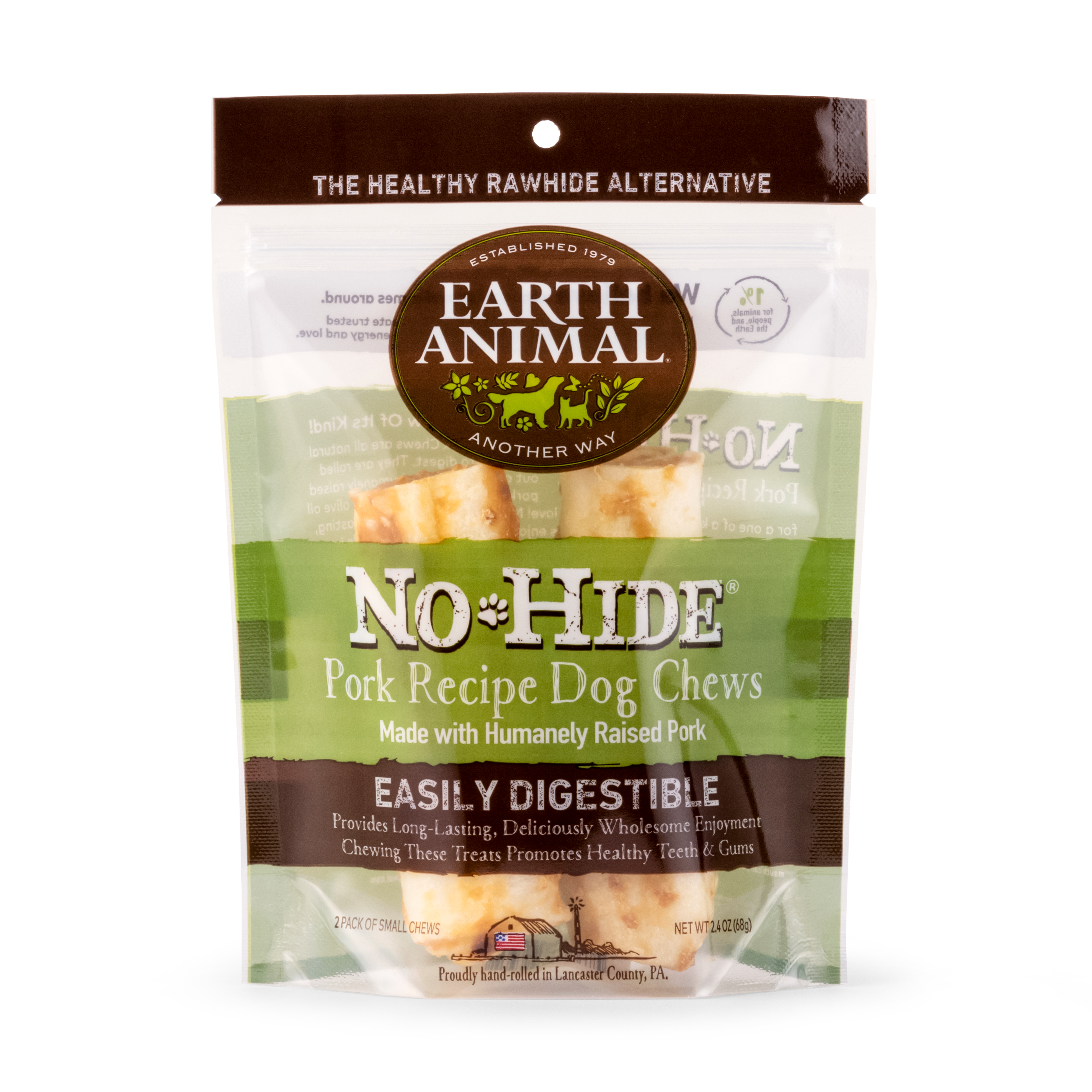 Earth Animal No Hide Dog Chew Pork Small 2 Pack