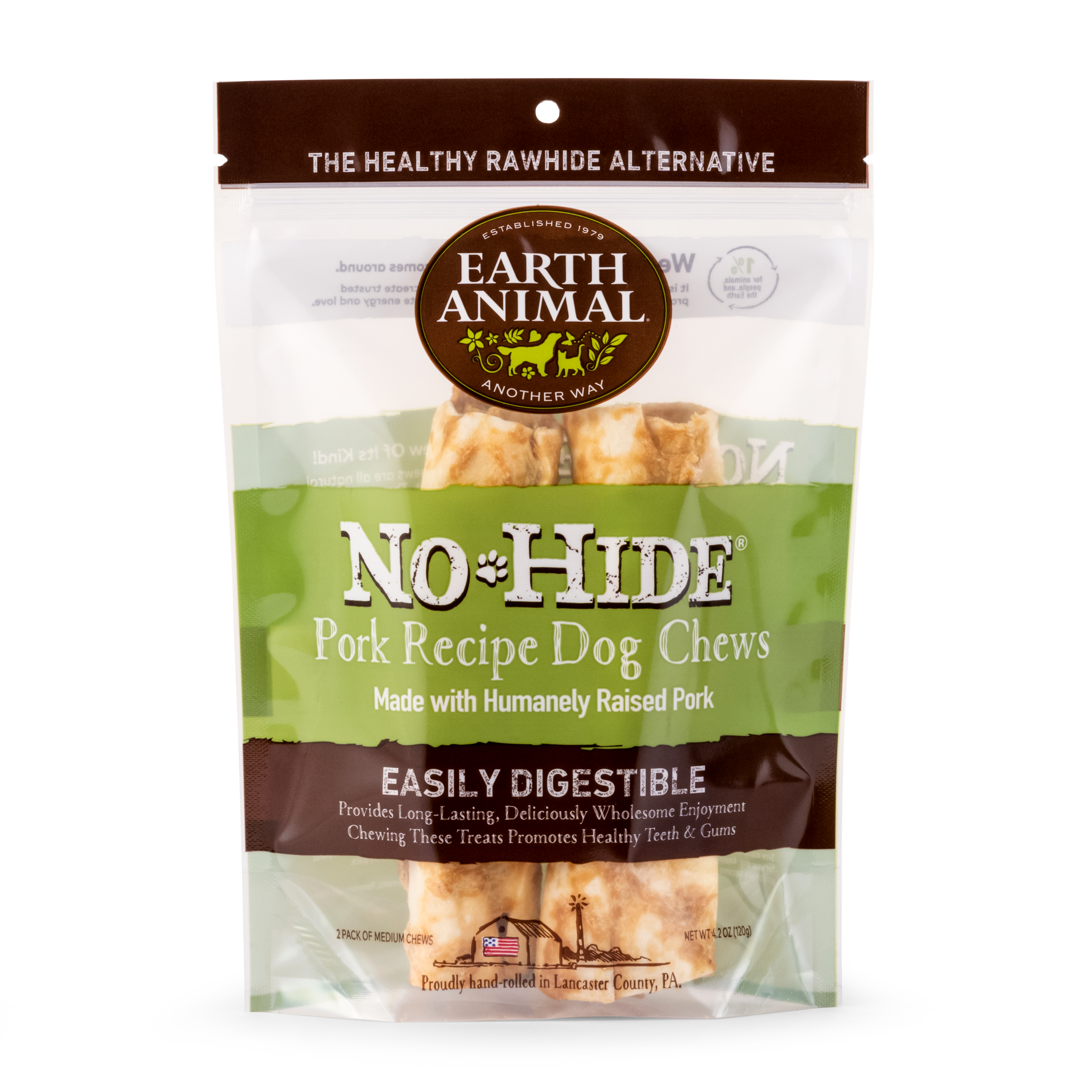 Earth Animal No Hide Dog Chew Pork Medium 2 Pack