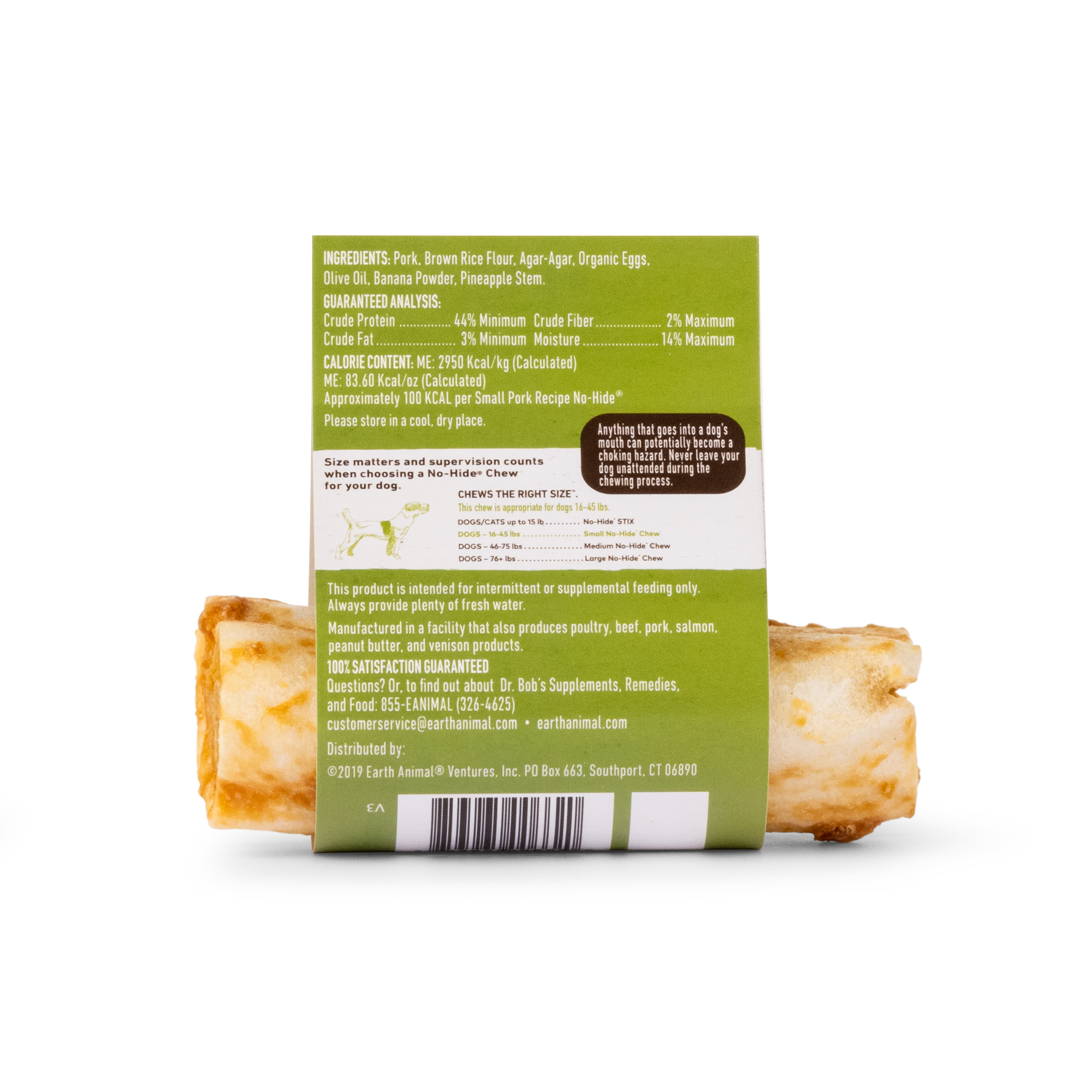 Earth Animal No Hide Dog Chew Pork Small 1.2oz