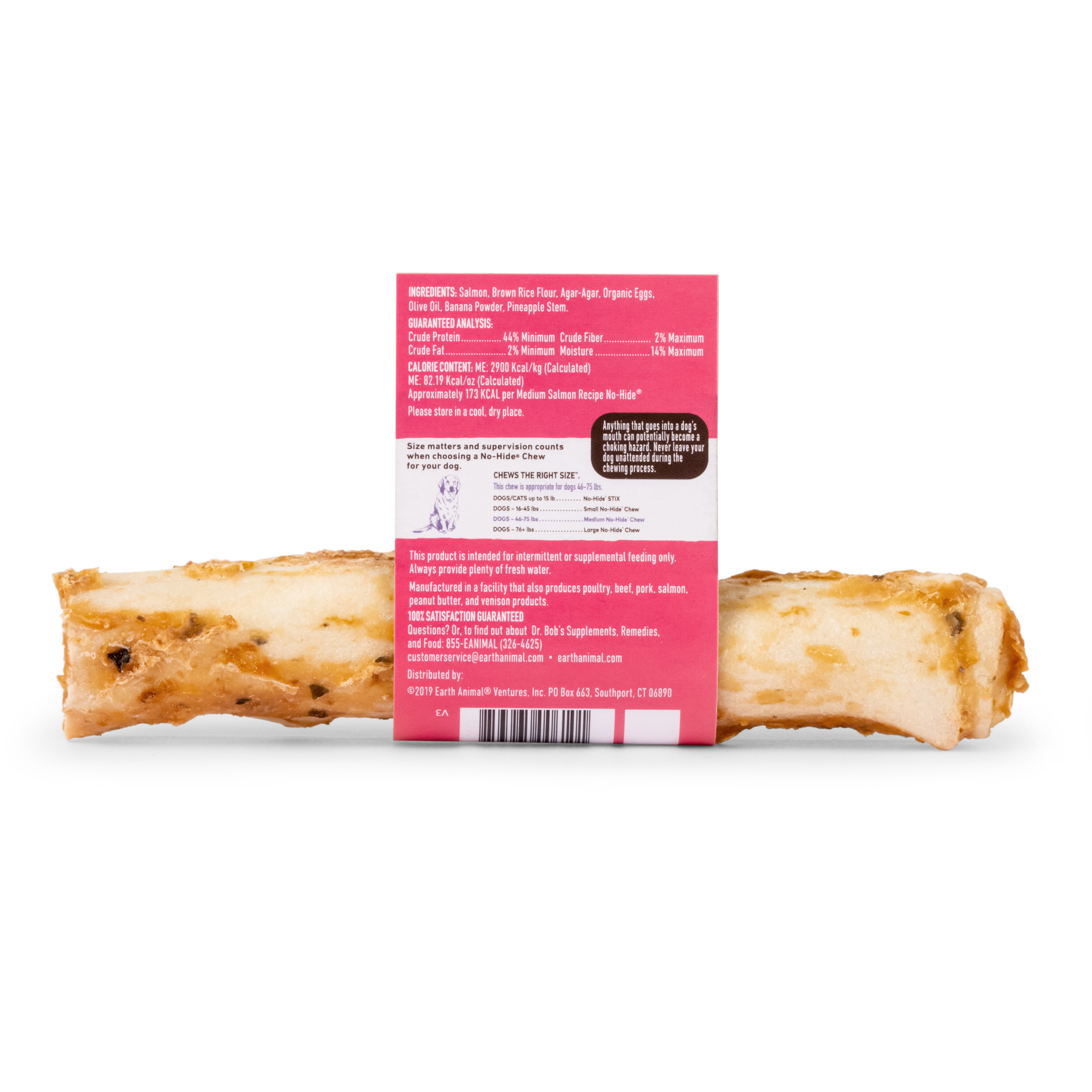 Earth Animal No Hide Dog Chew Salmon Medium 2.1oz