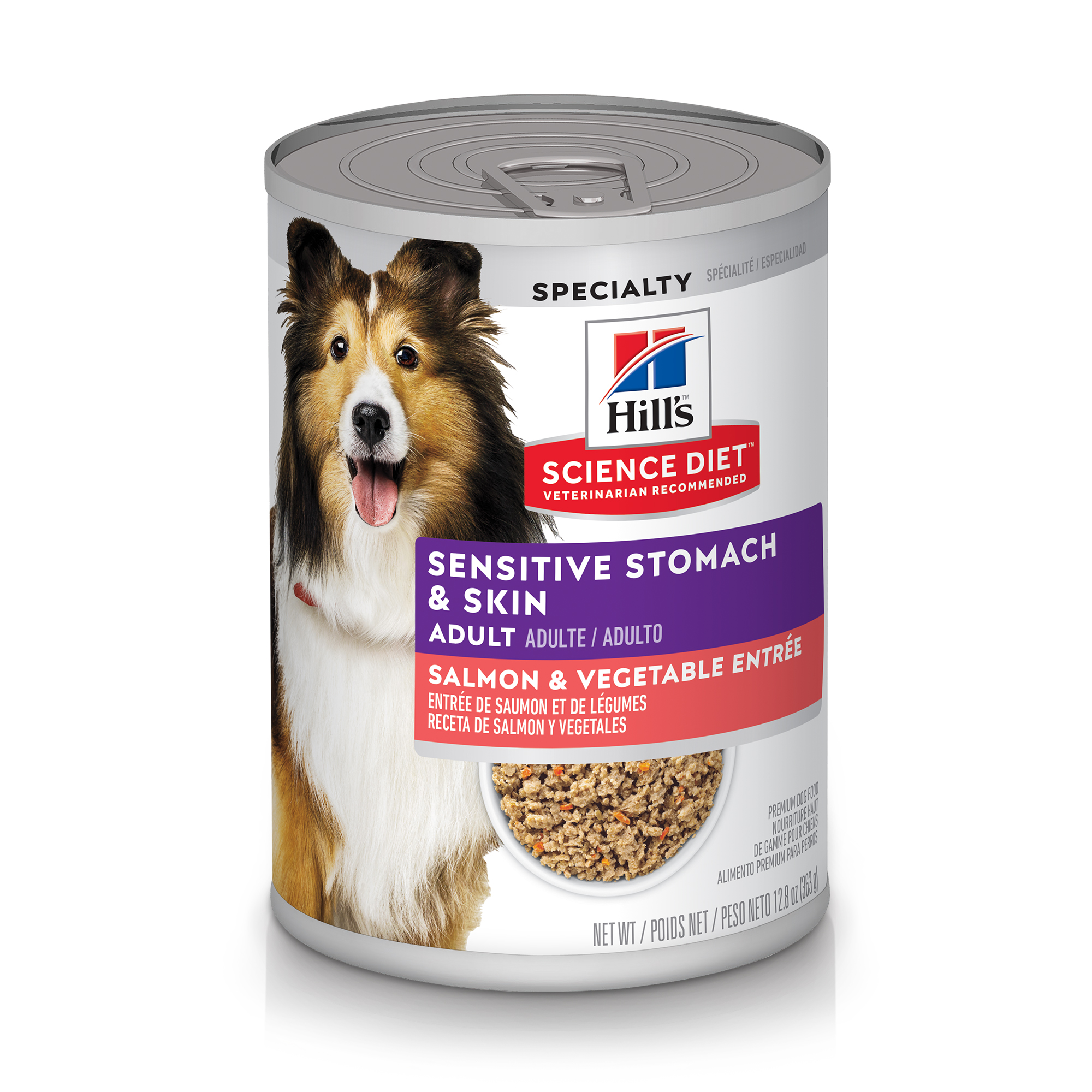 Science Diet Adult Dog Sensitive Stomach & Skin Salmon & Veg 12.8oz Can