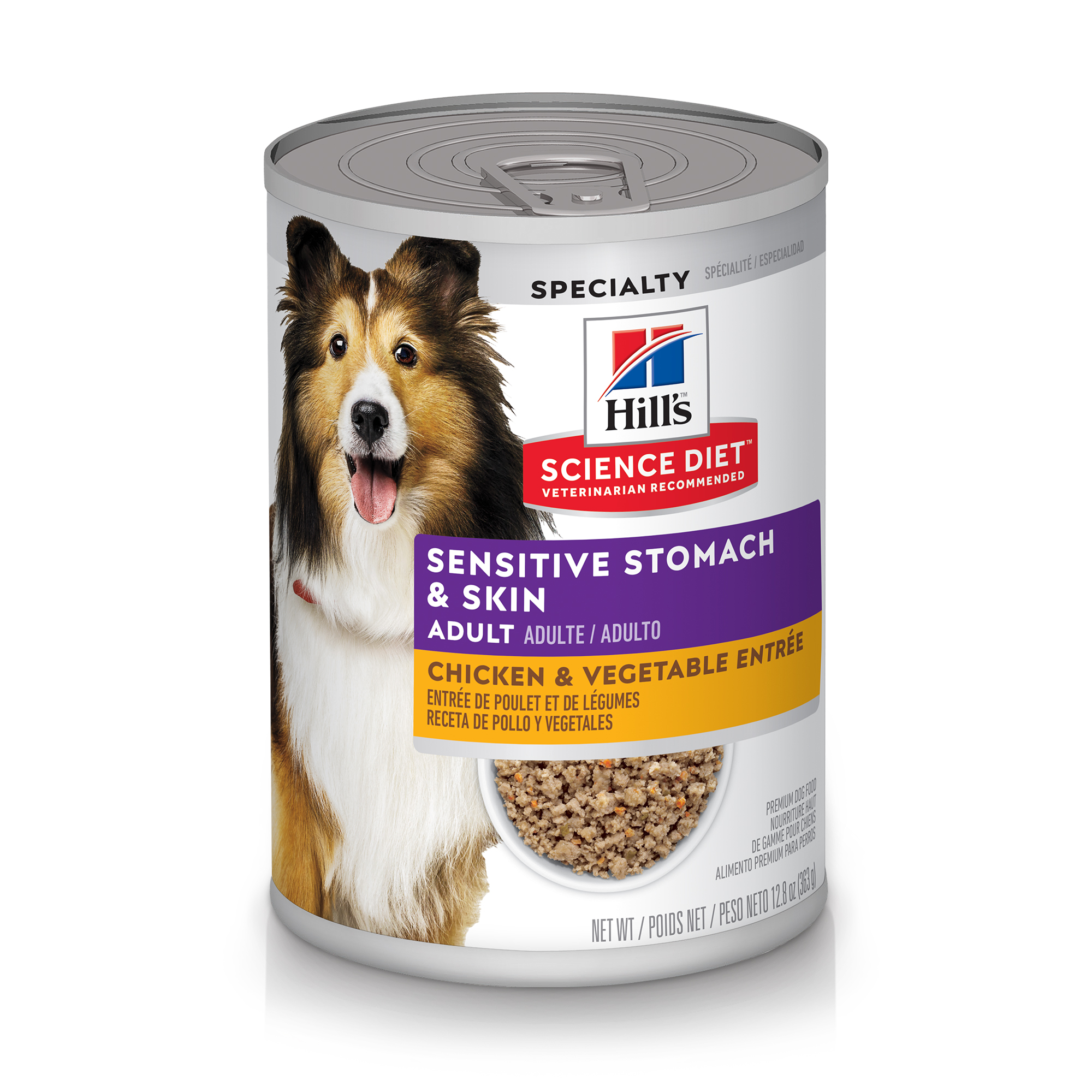 Science Diet Adult Dog Sensitive Stomach & Skin Chicken & Veg 12.8oz Can