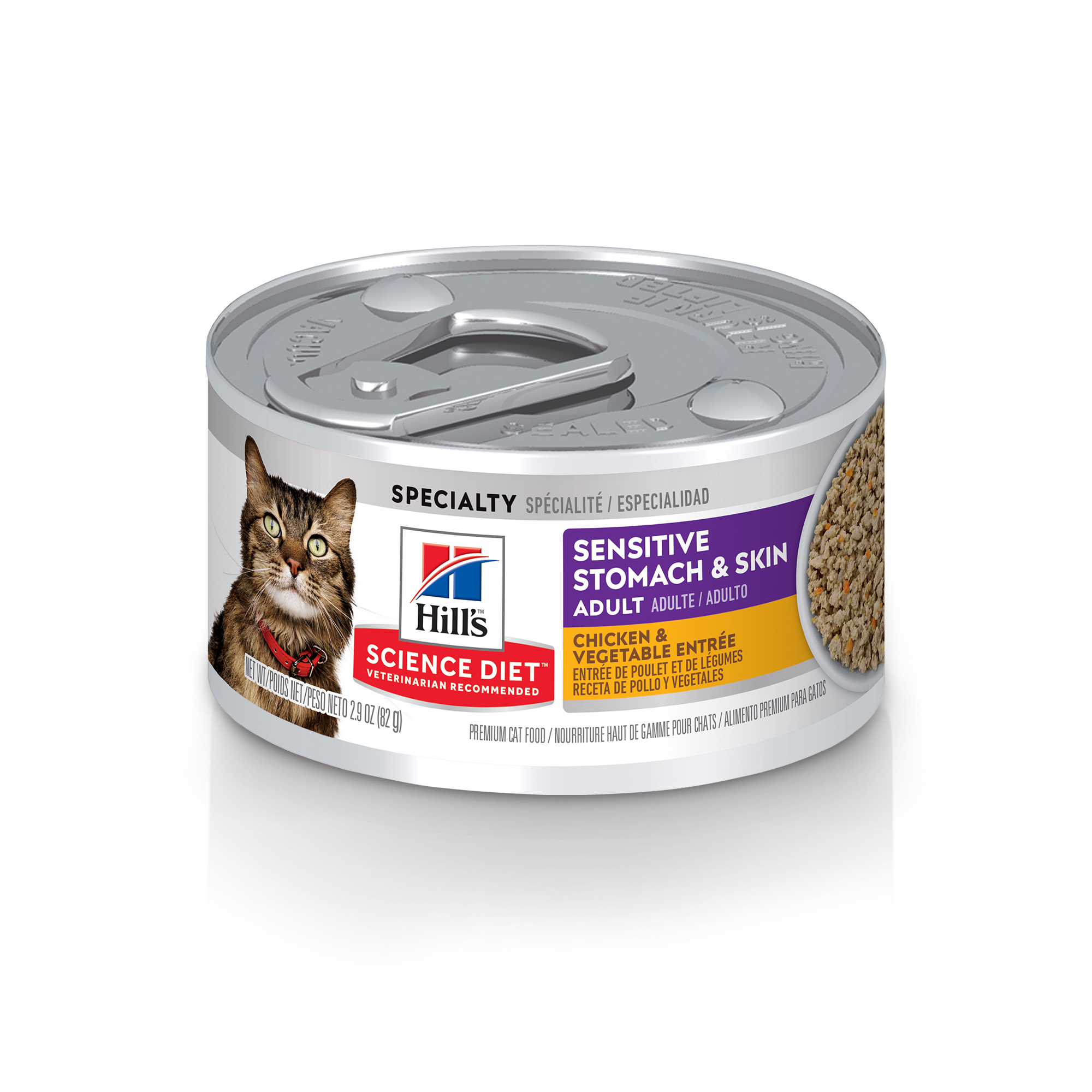 Science Diet Cat Sensitive Stomach & Skin Chicken & Vegetable 2.9oz Can