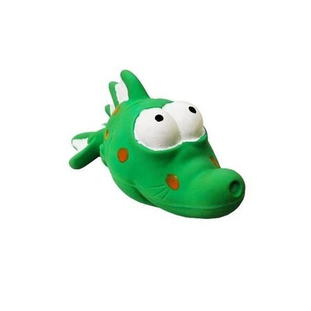 Scoochie Pet Dog Toy Latex Bug Eyed Green Fish