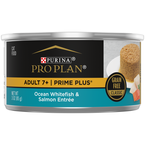 Purina Pro Plan Prime Plus Pate Senior Cat Whitefish & Salmon 3oz can