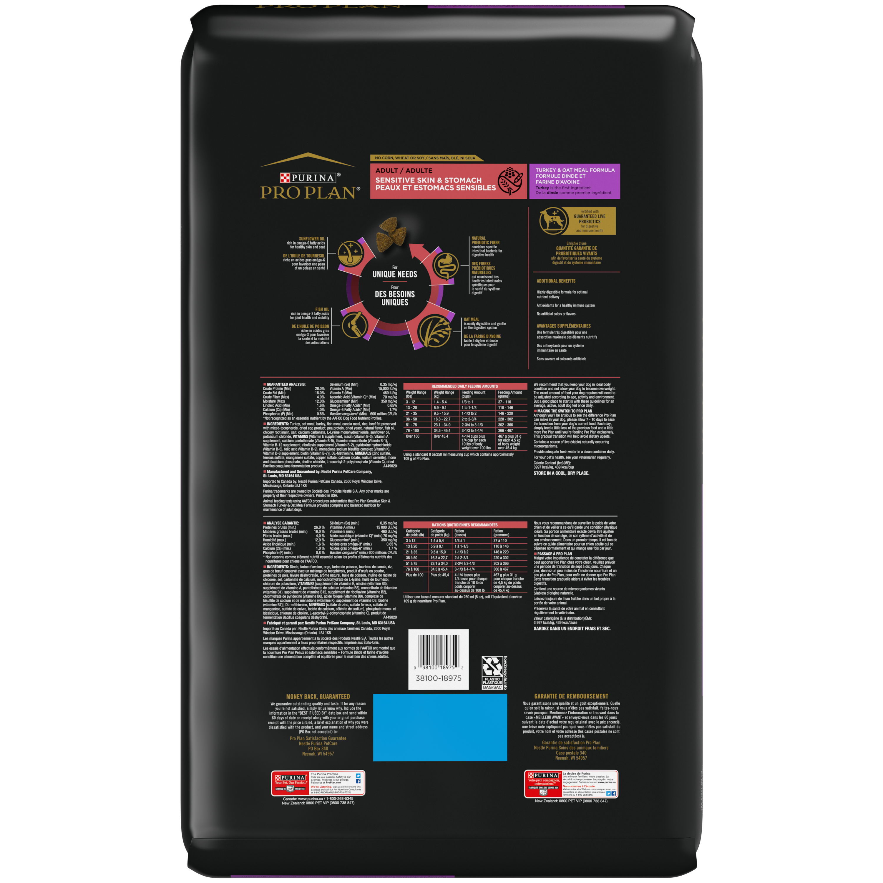 Purina Pro Plan Dog Sensitive Skin & Stomach Turkey & Oat 24#