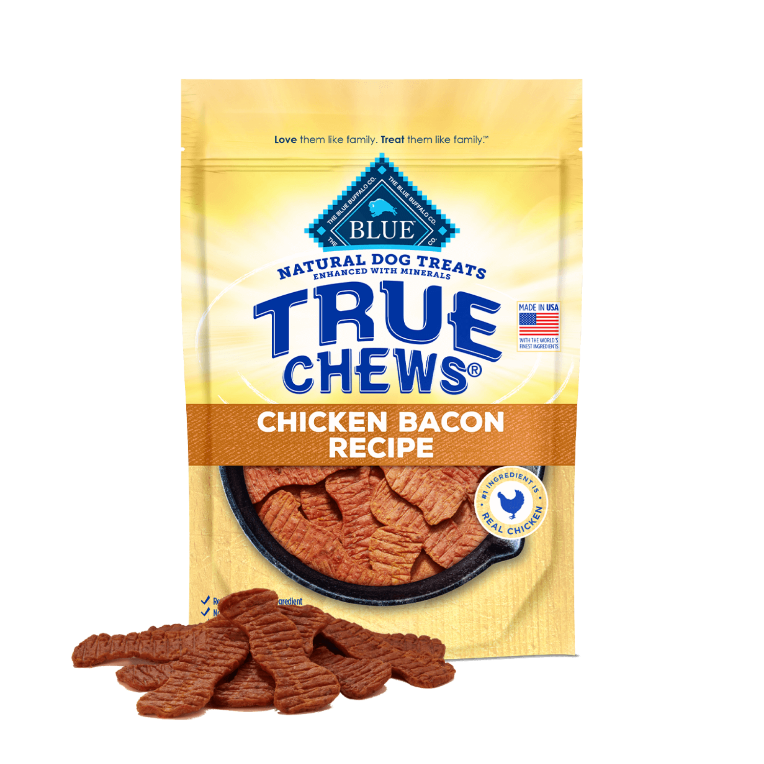 Blue Buffalo Dog Treats True Chews Chicken Bacon Jerky 12oz