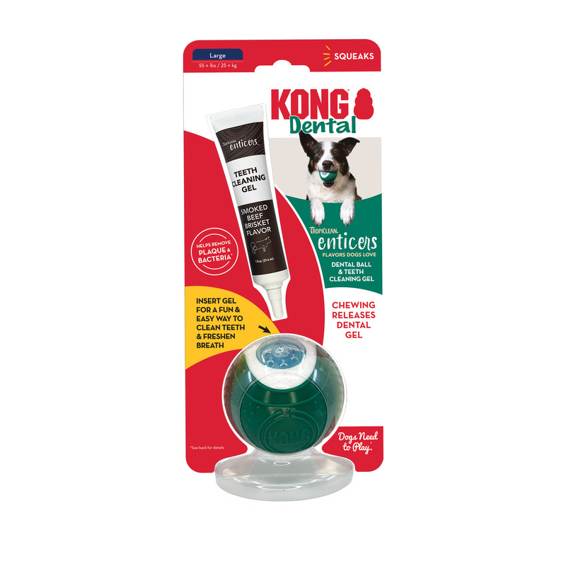 Kong X Tropiclean Enticers Teeth Cleaning Gel & Kong Ball Large