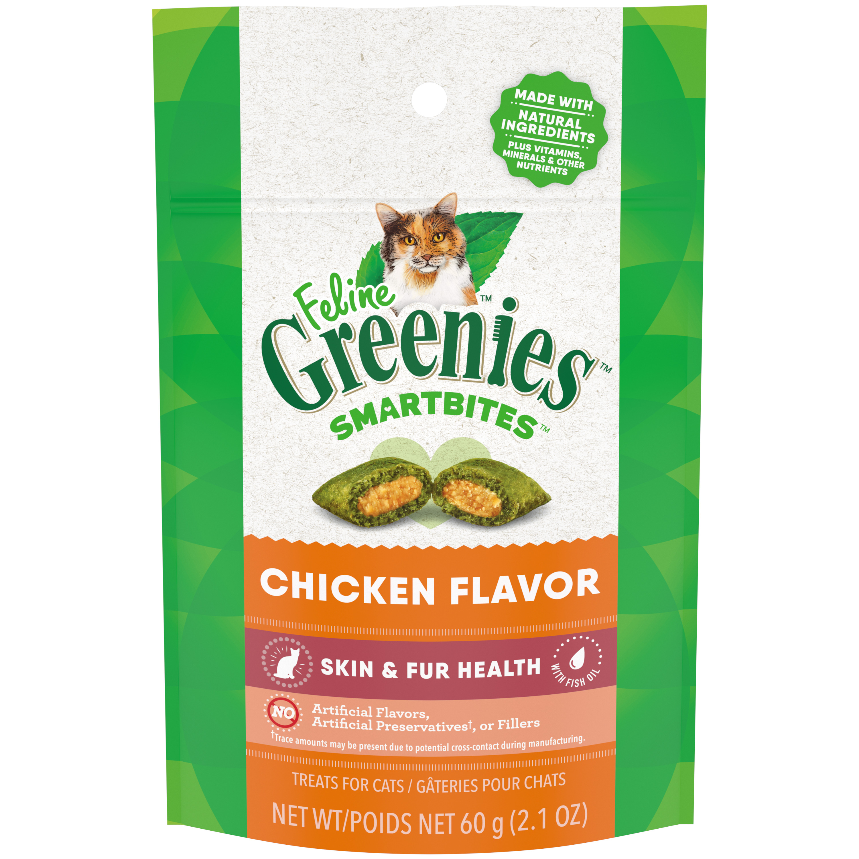 Greenies Smartbites Cat Treats Healthy Skin & Fur Chicken 2.1oz