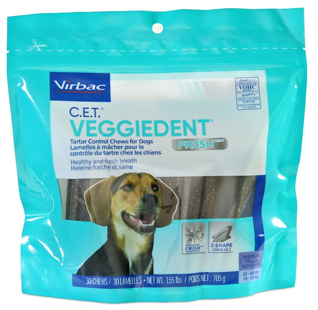 Virbac CET Veggiedent Fr3sh Medium Tartar Control Chews 30 Count