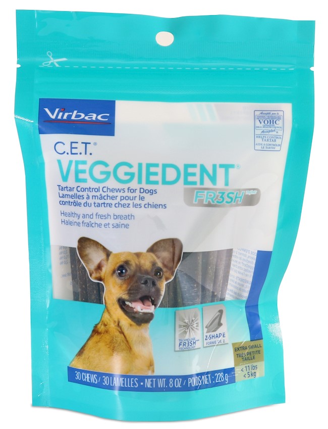 Virbac CET Veggiedent Fr3sh Extra Small Tartar Control Chews 30 Count