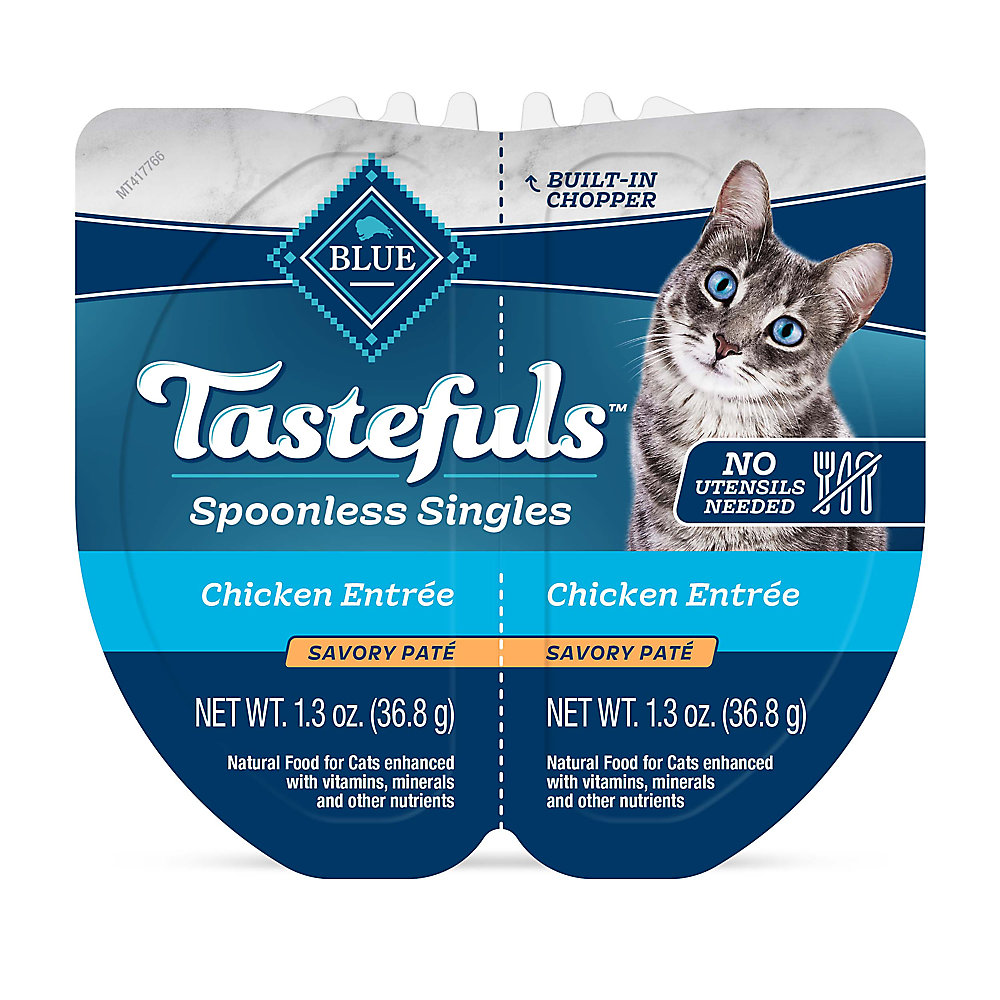Blue Buffalo Cat Food Tastefuls Spoonless Singles Chicken Pate Tray 2.6oz