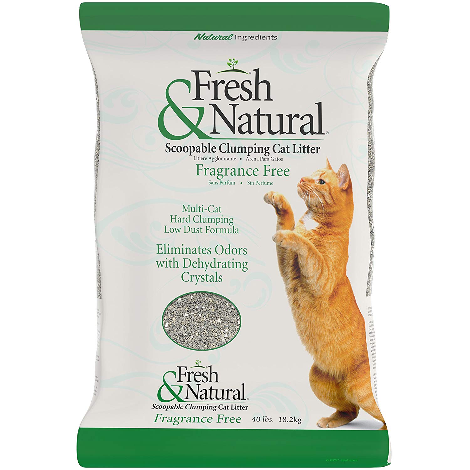Fresh & Natural Unscented Clumping Clay Cat Litter 40#
