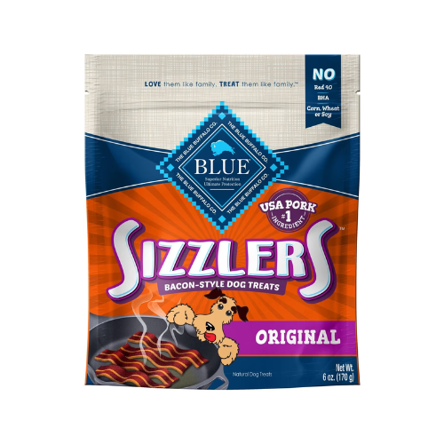 Blue Buffalo Dog Treats Sizzlers Real Pork Bacon Original 6oz