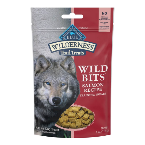 Blue Buffao Wilderness Trail Dog Treats Grain Free Salmon Wild Bits 4oz