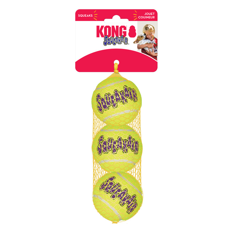 Kong AirDog Dog Toy Sqeaker Tennis Balls Medium 3 Pack