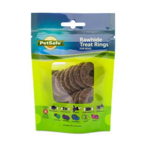 Busy Buddy Rawhide Peanut Butter Ring Dog Treats Dog Toy Refill Size A 16ct