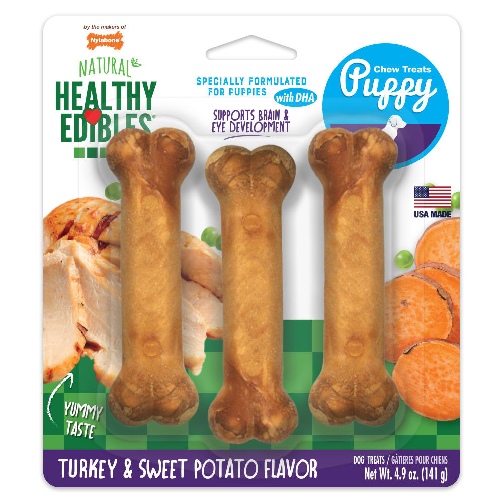 Nylabone Healthy Edibles Chew Puppy Bone Turkey Regular 3 Pack