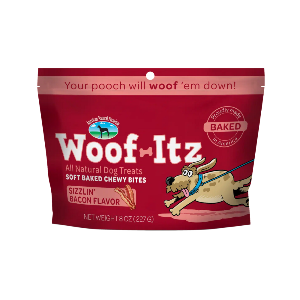 American Natural Premium Dog Treats Woof Itz Bacon 8oz